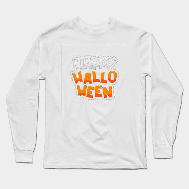 Happy Halloween Typography design Long Sleeve T-Shirt by Mako Design 